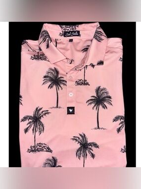 Bad Birdie Golf Polo Palm Trees sz Large